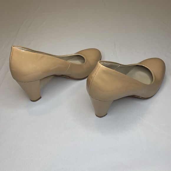 AGL Heels Nude Patent Leather Round Toe Neutral Pumps Career - US 8.5 EU 38.5 - Picture 5 of 8